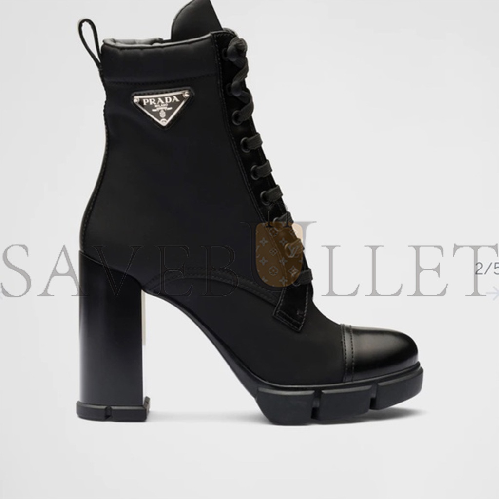 PRADA NYLON AND NUBUCK LEATHER BOOTIES 1T427M